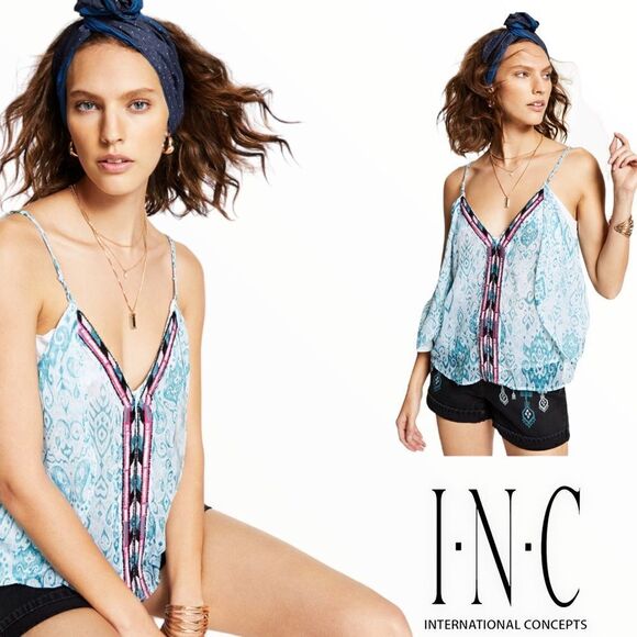 INC International Concepts | Blue | LUXE FLUTTER CAMISOLE - Picture 1 of 5